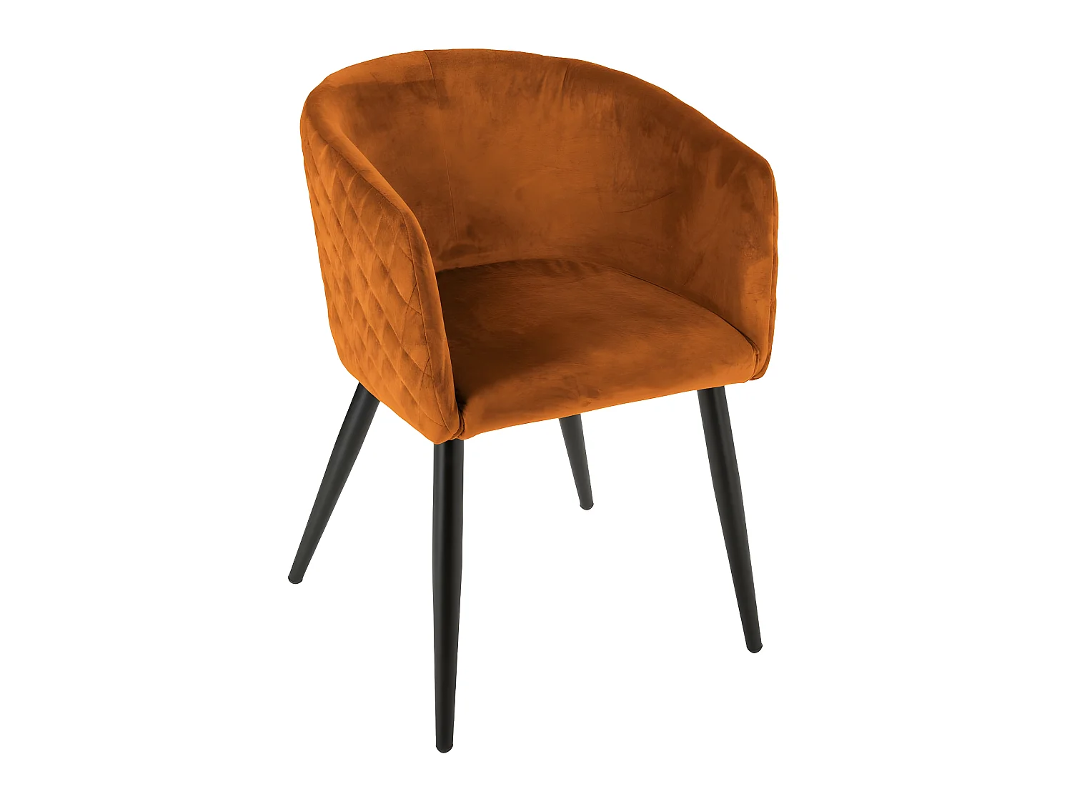 Chaise Fauteuil de table en Velours Ambre et pieds en métal noir