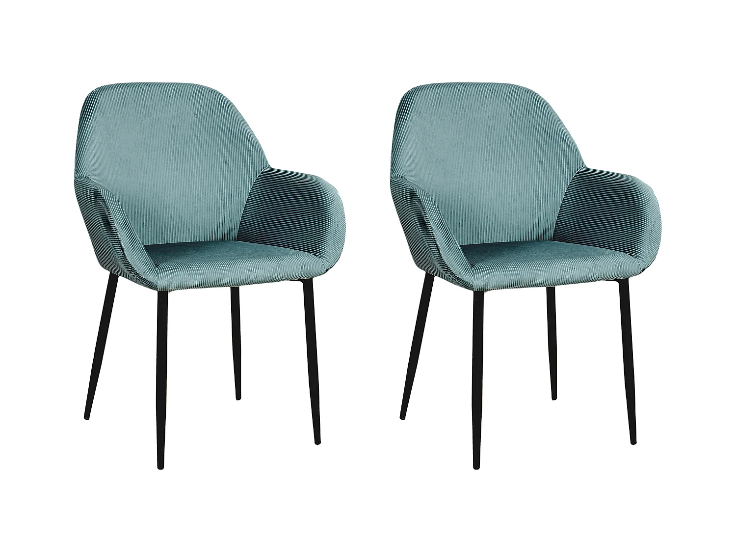 Fauteuil Giulia Bleu Canard Velours Cotele - Lot De 2 Bleu