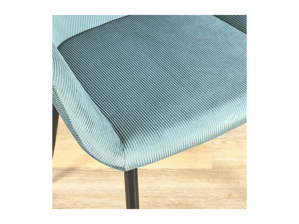 Fauteuil Giulia Bleu Canard Velours Cotele - Lot De 2 Bleu