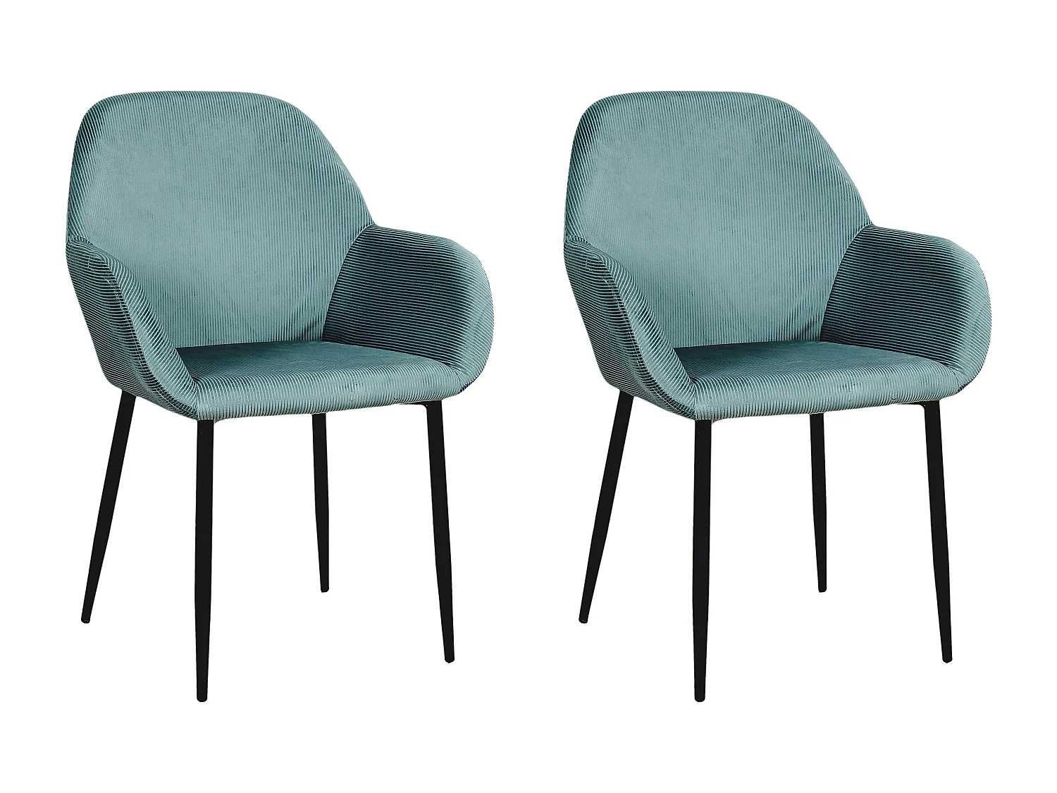 Fauteuil Giulia Bleu Canard Velours Cotele - Lot De 2 Bleu