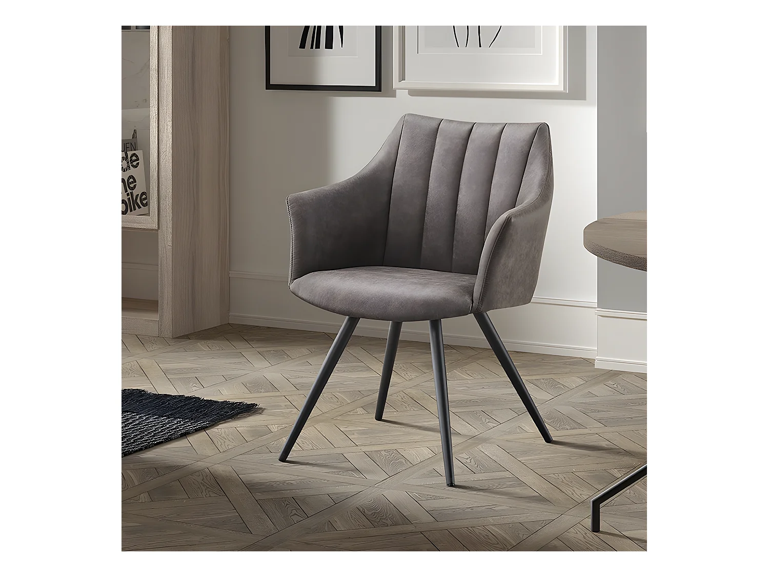 Chaise avec accoudoirs Ramona PU gris foncé