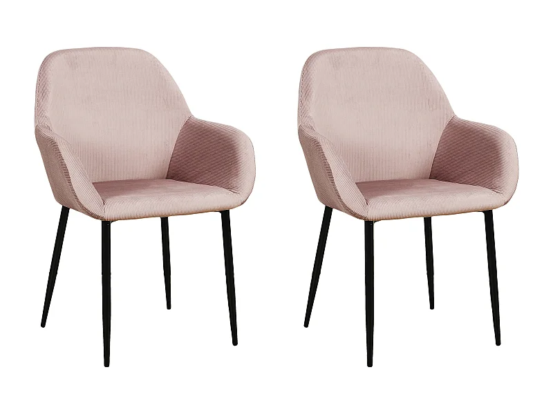 Fauteuil Giulia Rose Velours Cotele - Lot De 2 Rose