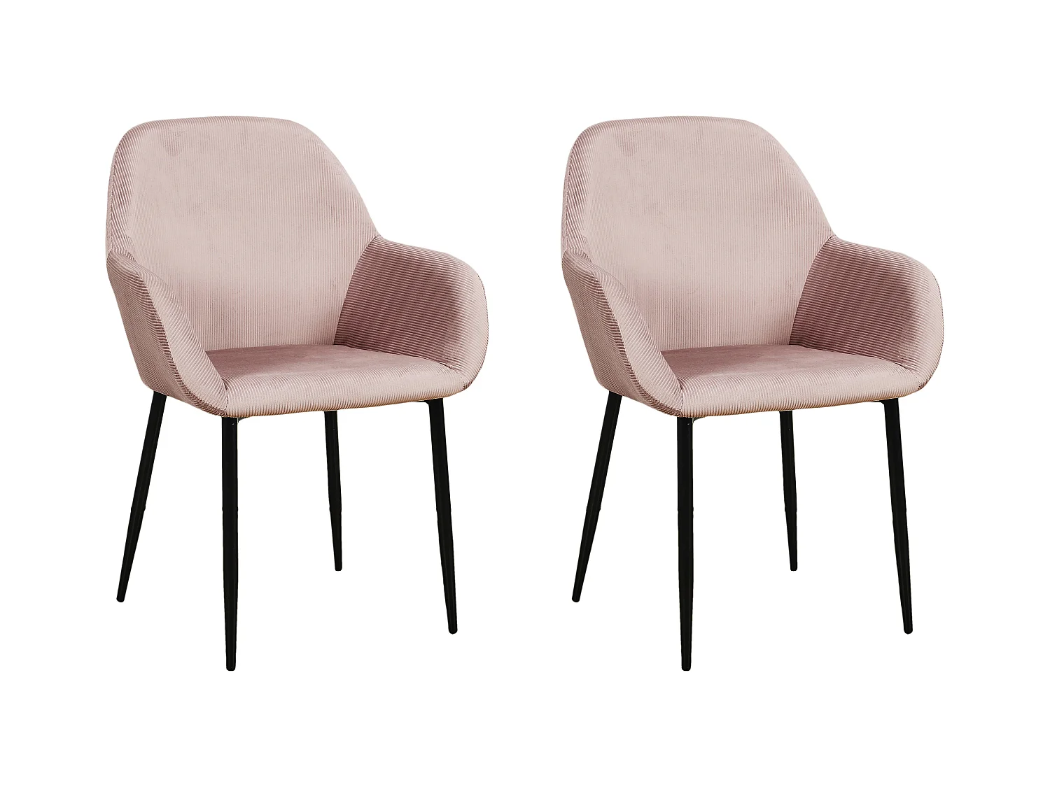 Fauteuil Giulia Rose Velours Cotele - Lot De 2 Rose