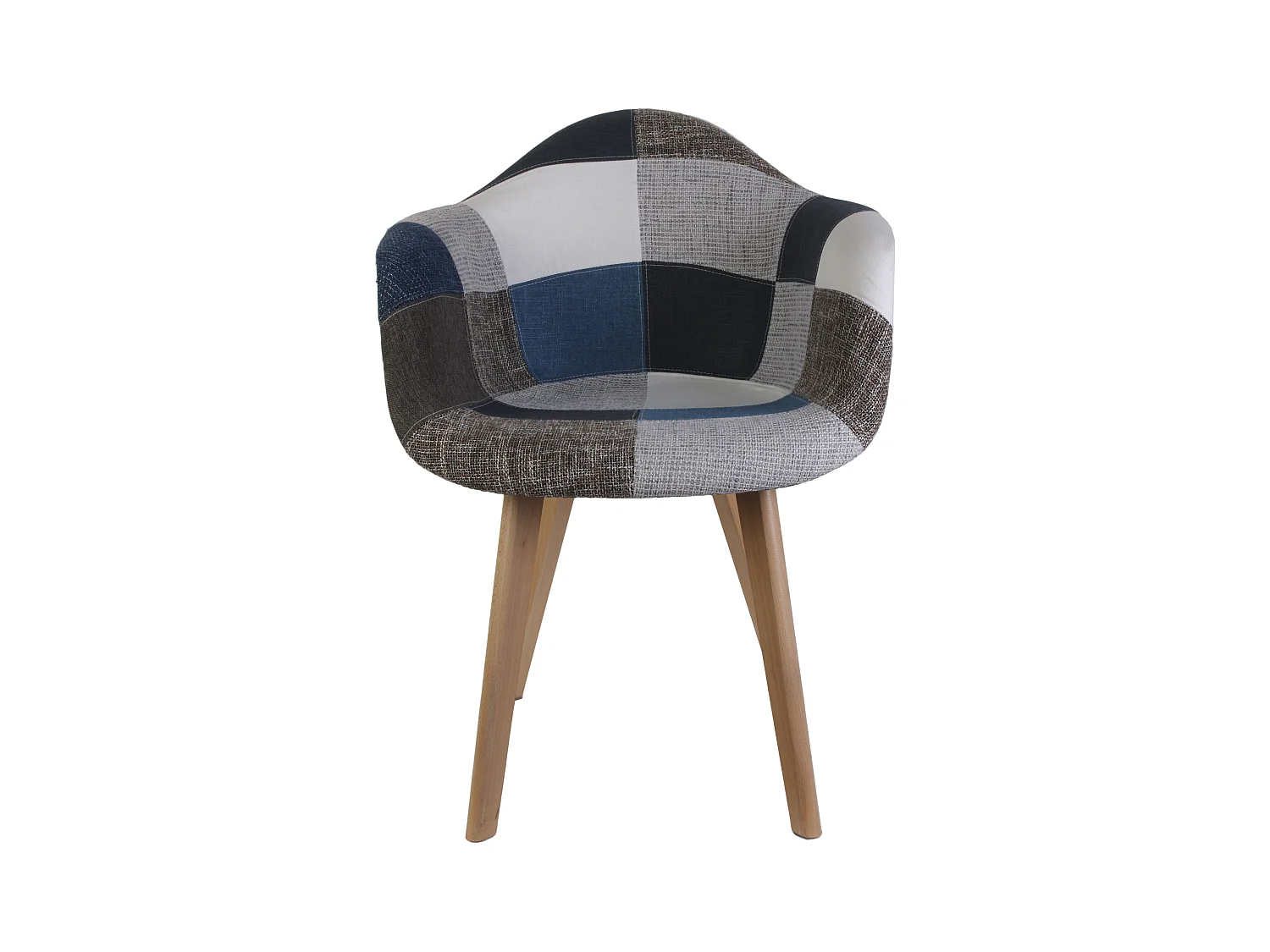 Fauteuil Patchwork Bleu Gris - Lot De 2 Bleu, Gris, Marron