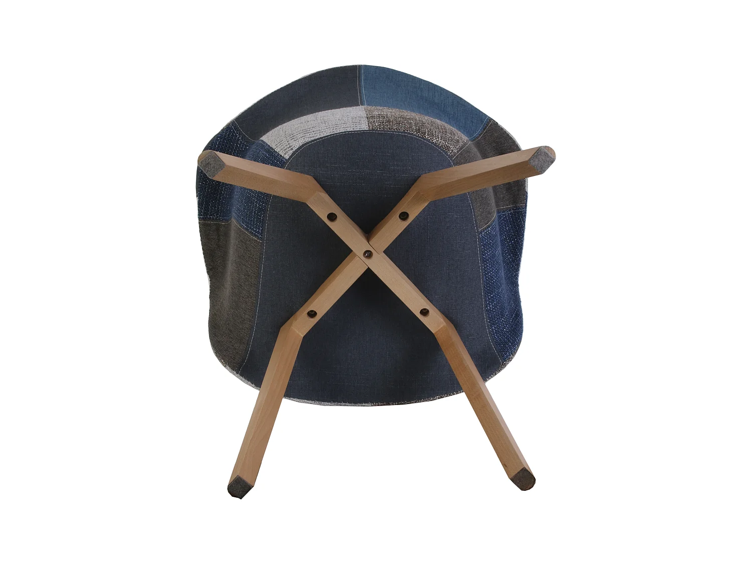 Fauteuil Patchwork Bleu Gris - Lot De 2 Bleu, Gris, Marron