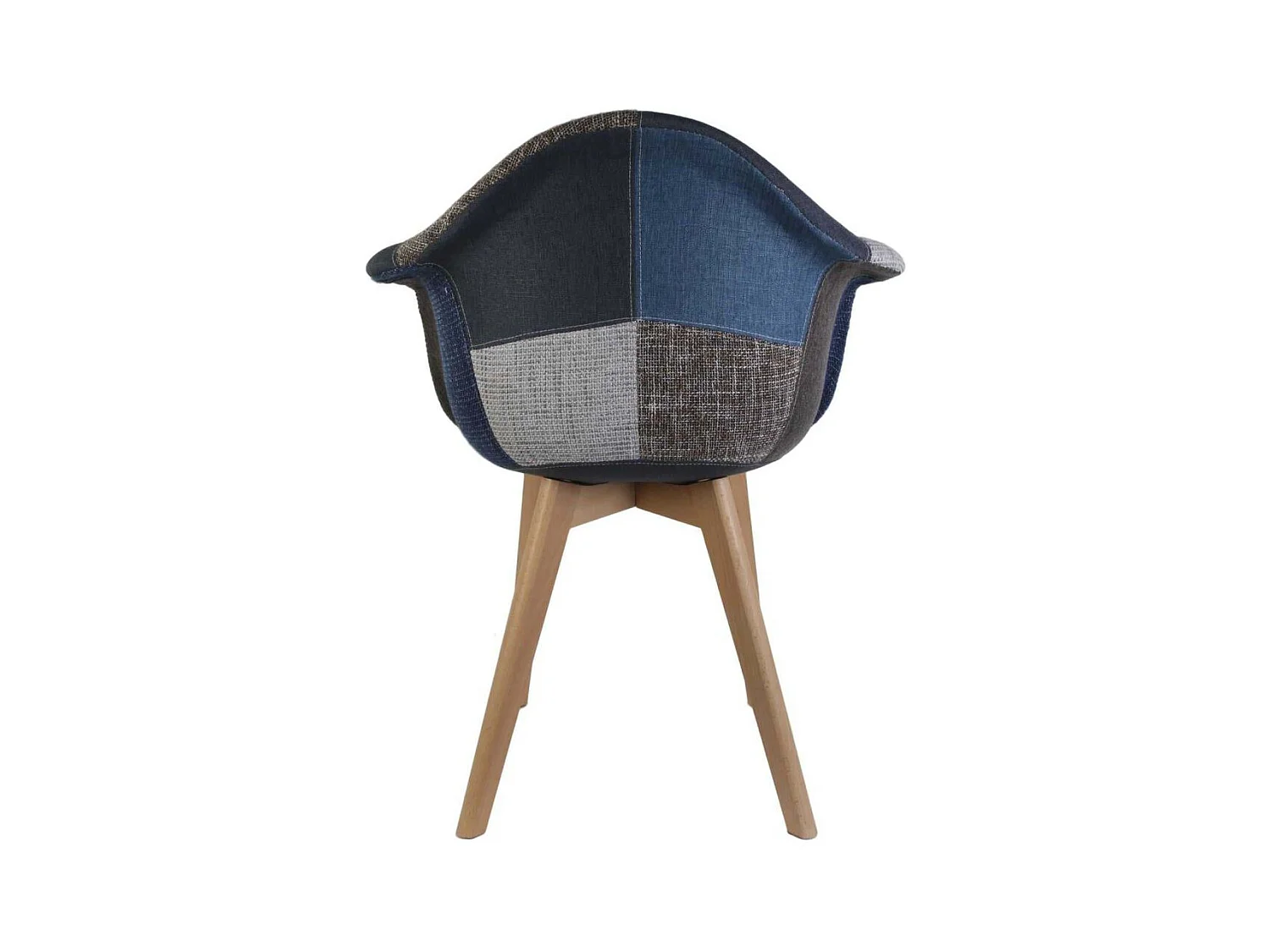 Fauteuil Patchwork Bleu Gris - Lot De 2 Bleu, Gris, Marron
