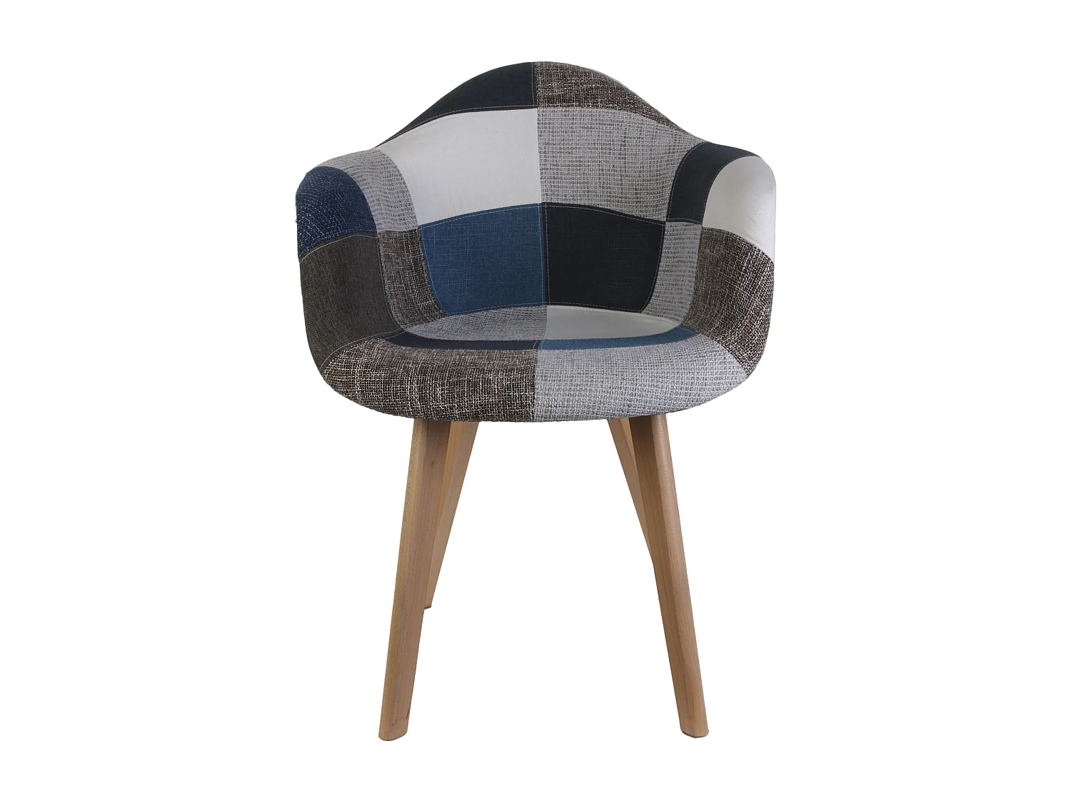 Fauteuil Patchwork Bleu Gris - Lot De 2 Bleu, Gris, Marron