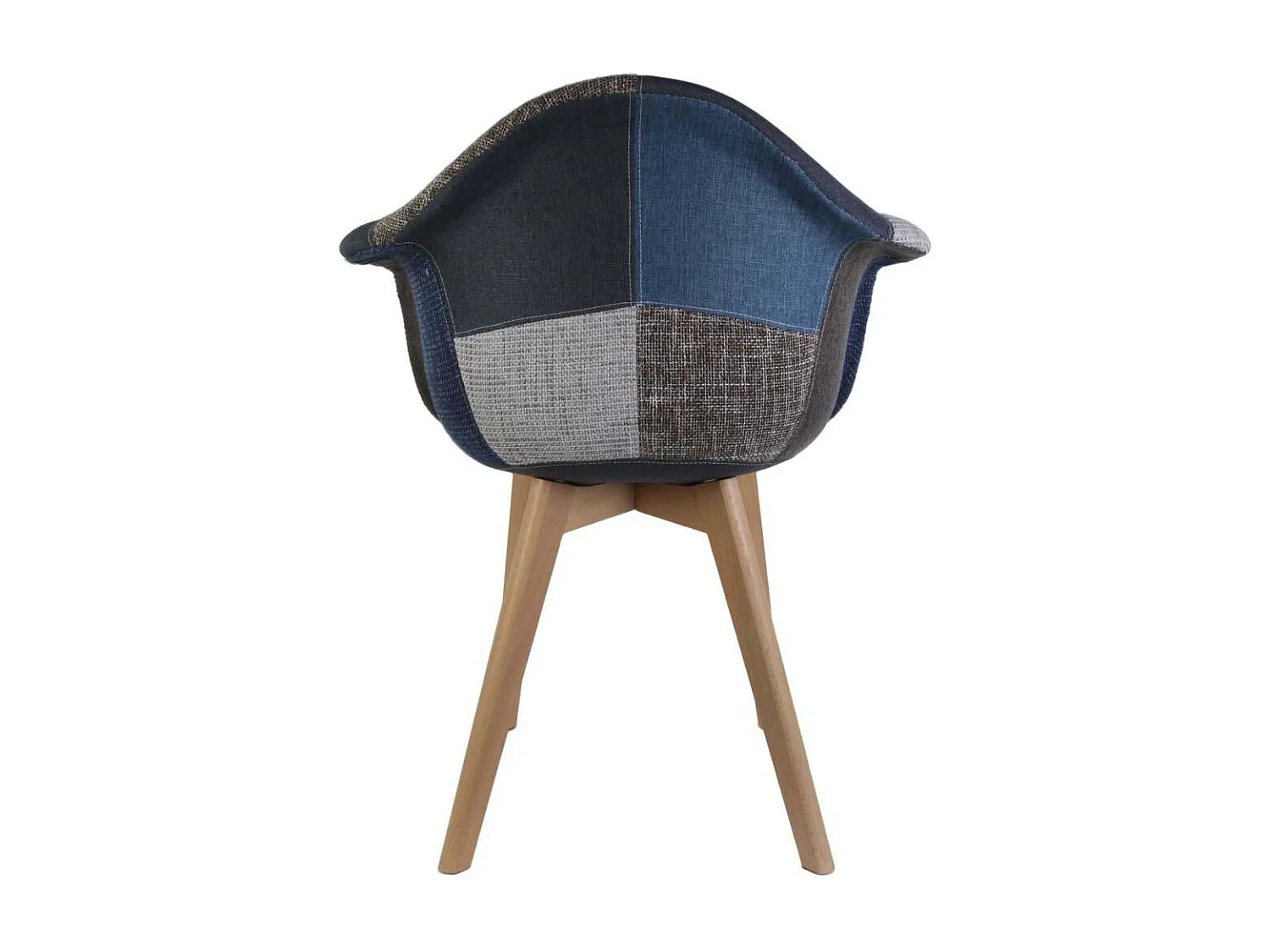 Fauteuil Patchwork Bleu Gris - Lot De 2 Bleu, Gris, Marron