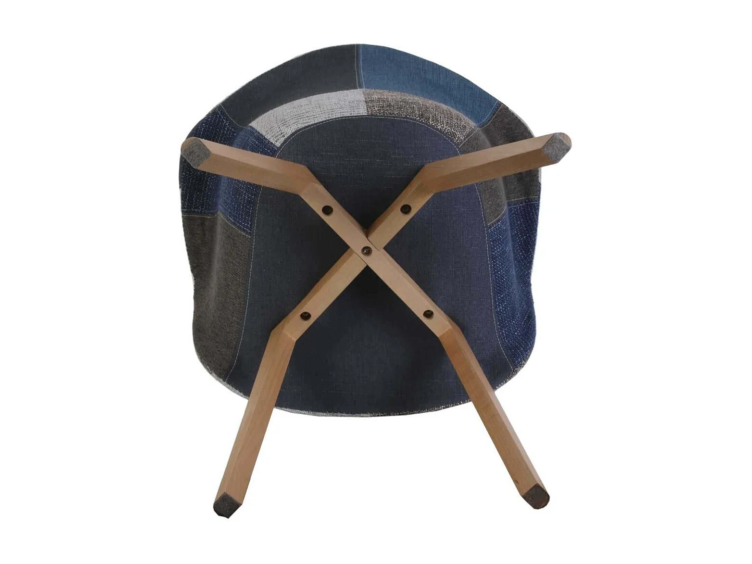 Fauteuil Patchwork Bleu Gris - Lot De 2 Bleu, Gris, Marron