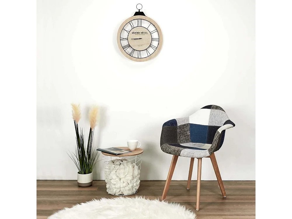 Fauteuil Patchwork Bleu Gris - Lot De 2 Bleu, Gris, Marron