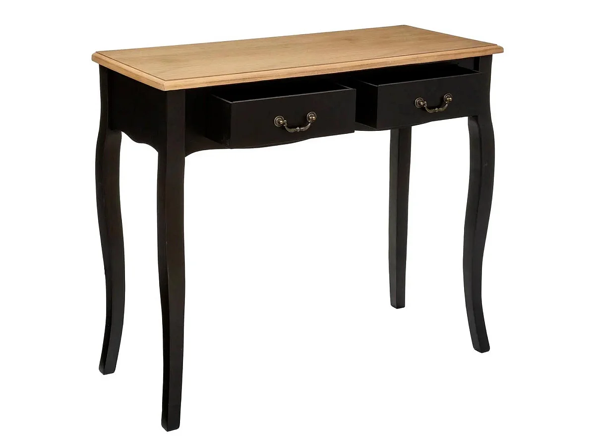 Console 2 Tiroirs Vintage "Chrysa" 86cm Noir