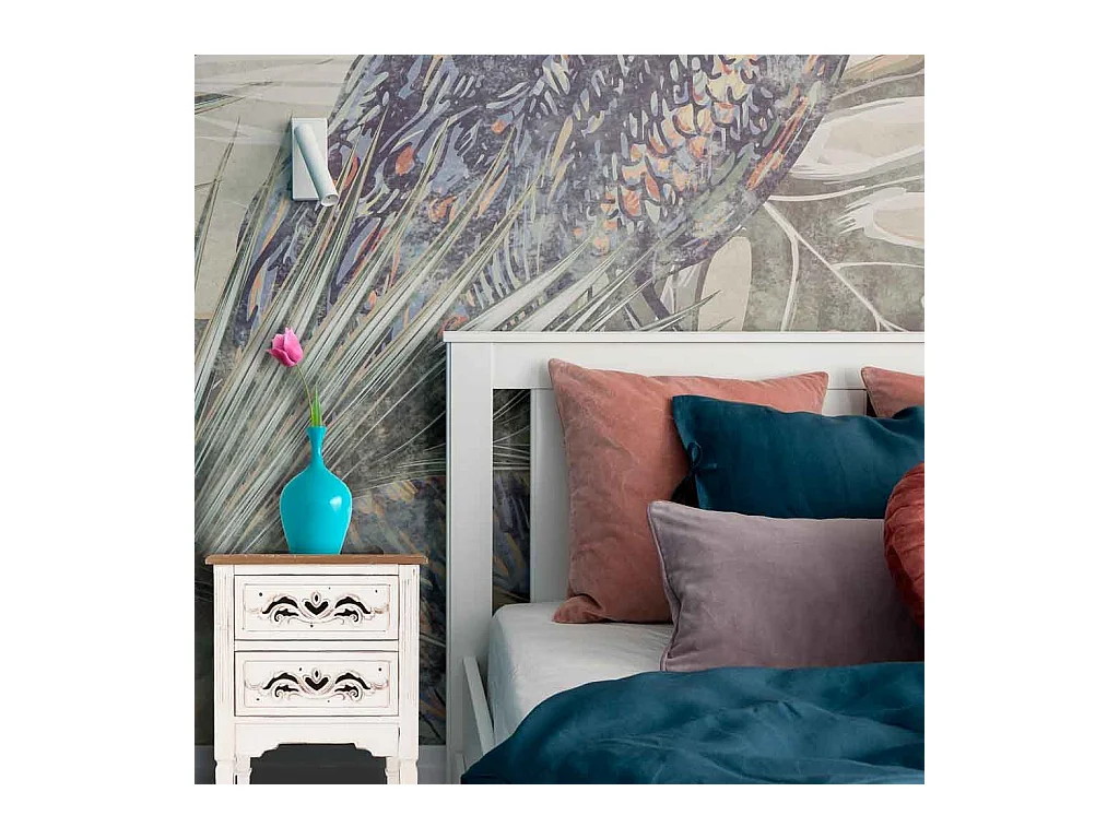 Comodino in legno bianco 48x38x62