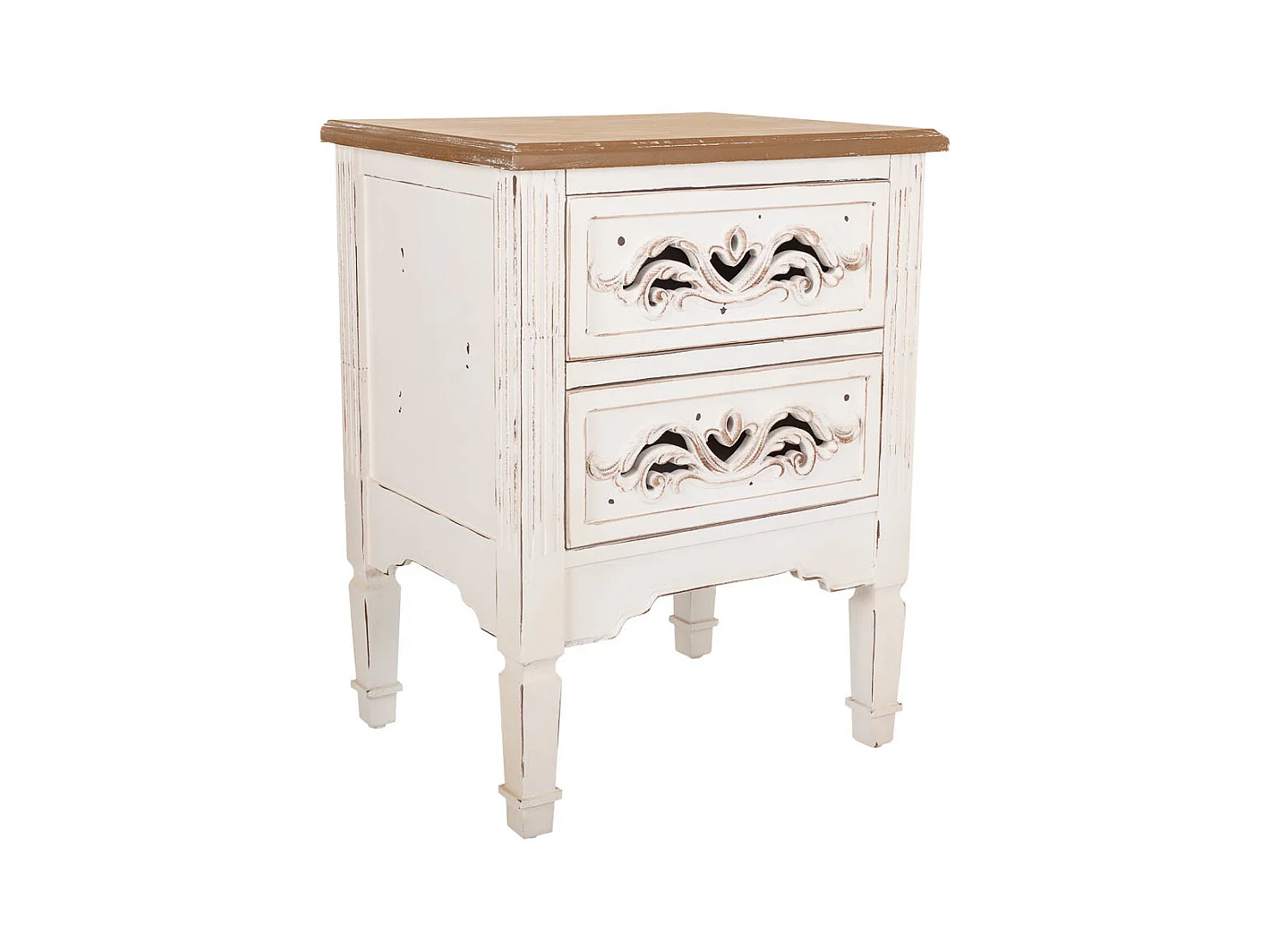 Comodino in legno bianco 48x38x62