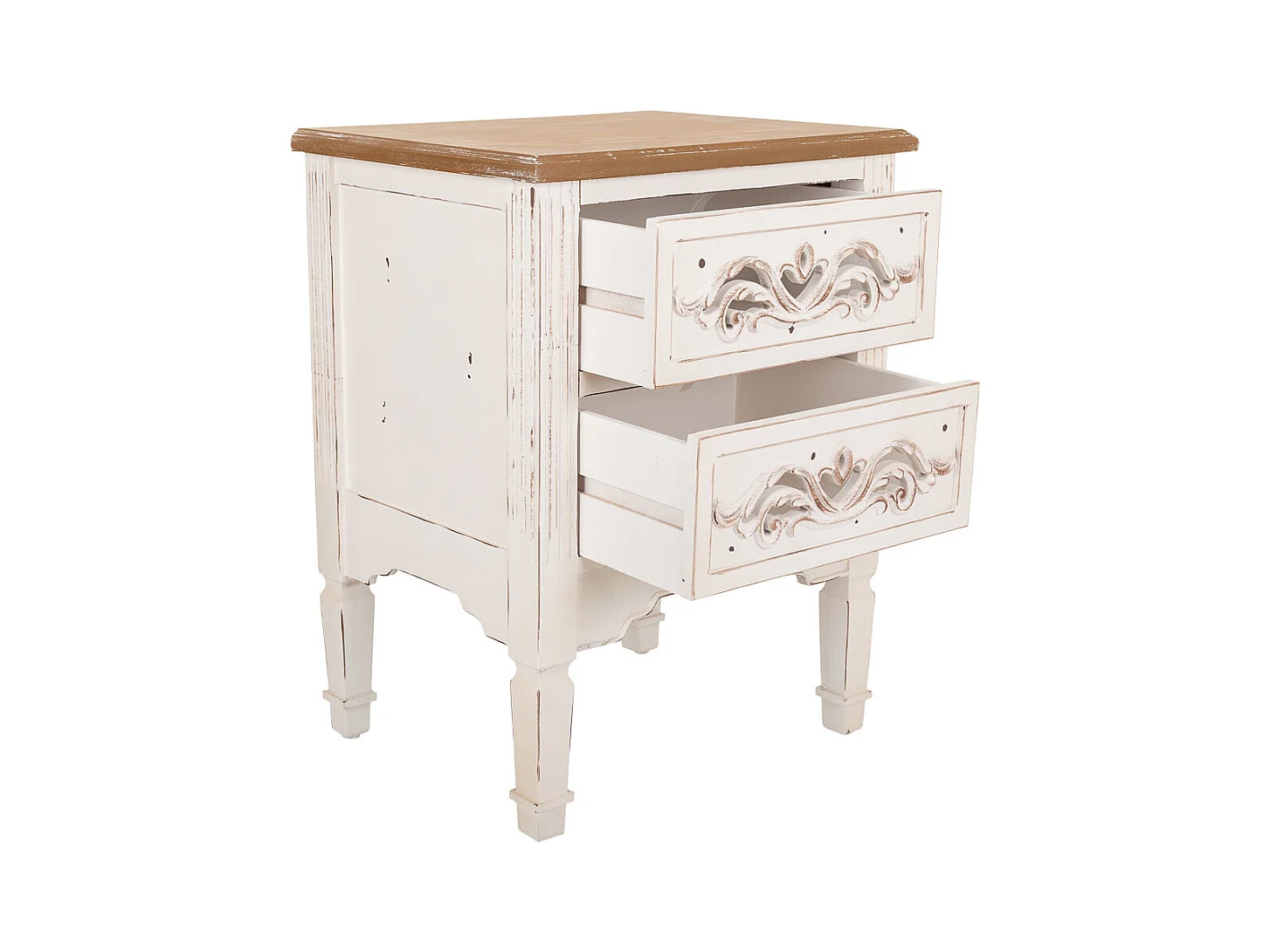 Comodino in legno bianco 48x38x62