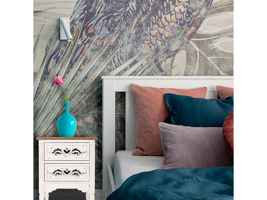 Nachttisch aus weißem Holz, 48 x 38 x 62 cm