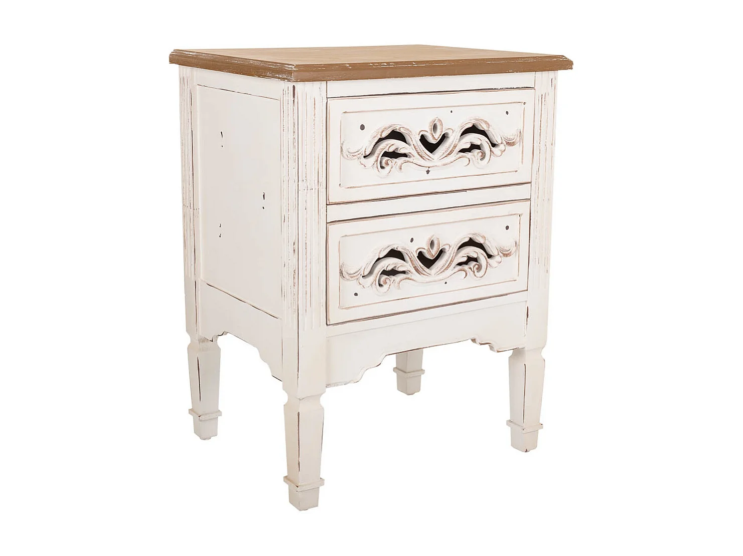 Nachttisch aus weißem Holz, 48 x 38 x 62 cm