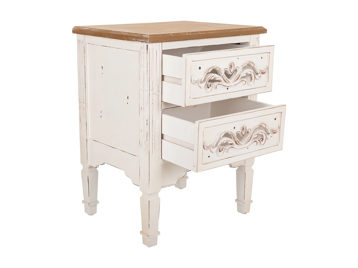Nachttisch aus weißem Holz, 48 x 38 x 62 cm
