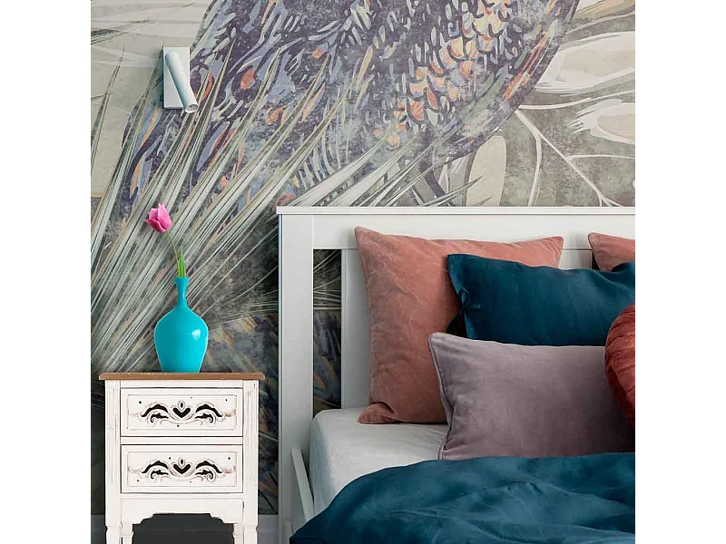 Comodino in legno bianco 48x38x62