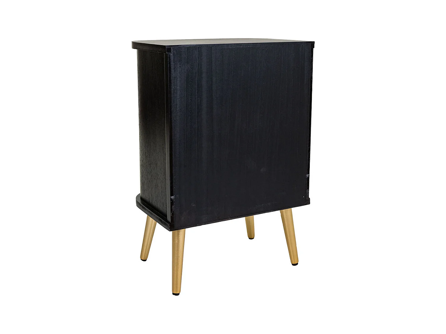 Mesita de madera y rejilla lacado negra 50x35x72