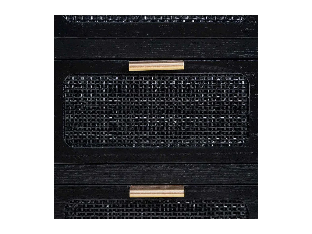 Mesita de madera y rejilla lacado negra 50x35x72