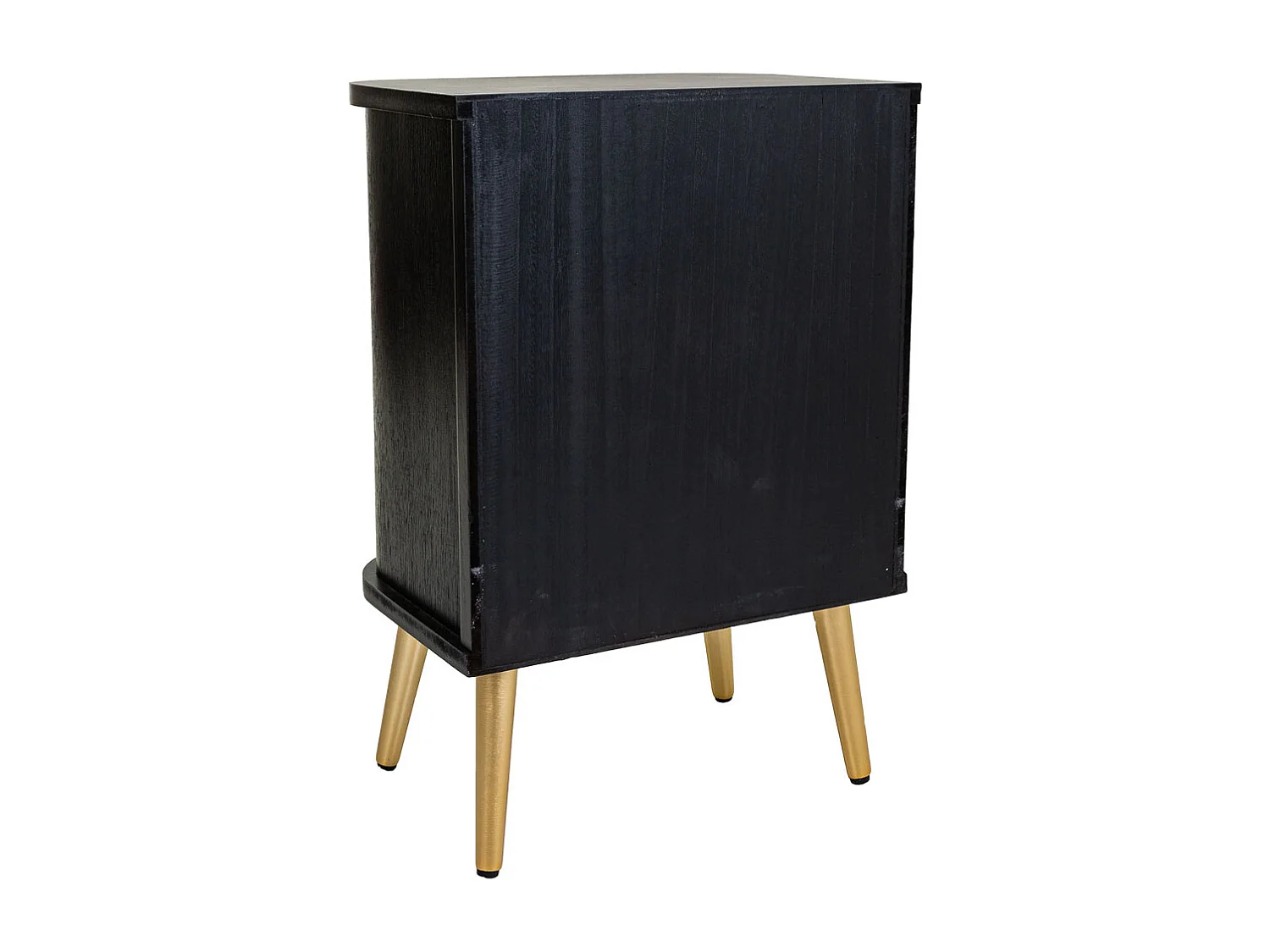 Schwarz lackierter Nachttisch aus Holz und Netz, 50x35x72