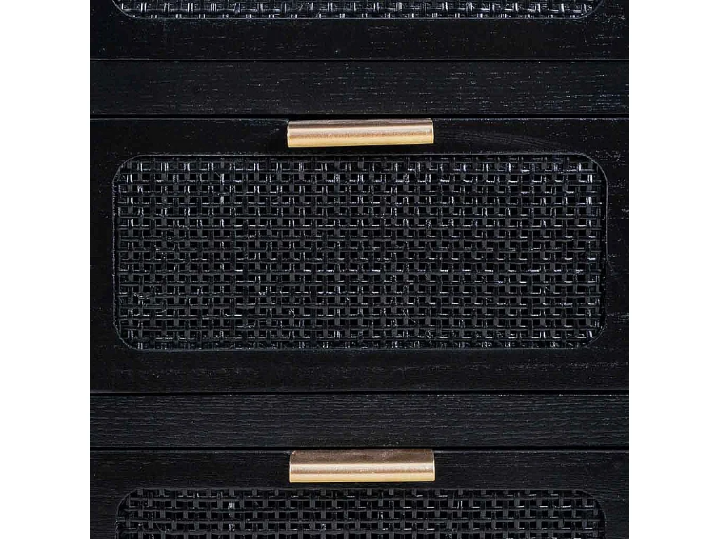 Schwarz lackierter Nachttisch aus Holz und Netz, 50x35x72