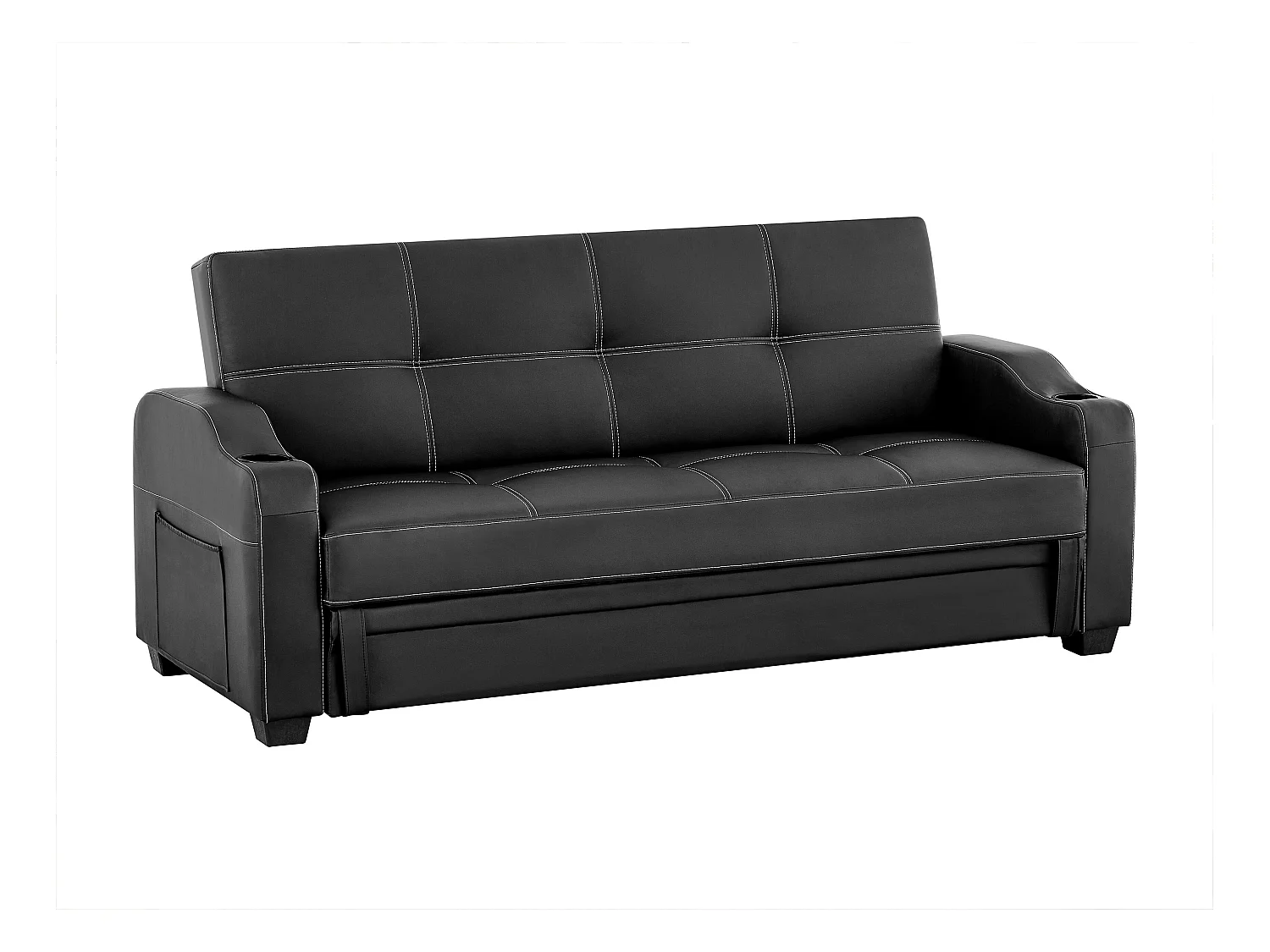 Schlafsofa Klappsofa - Kunstleder - Schwarz - MIRELLA