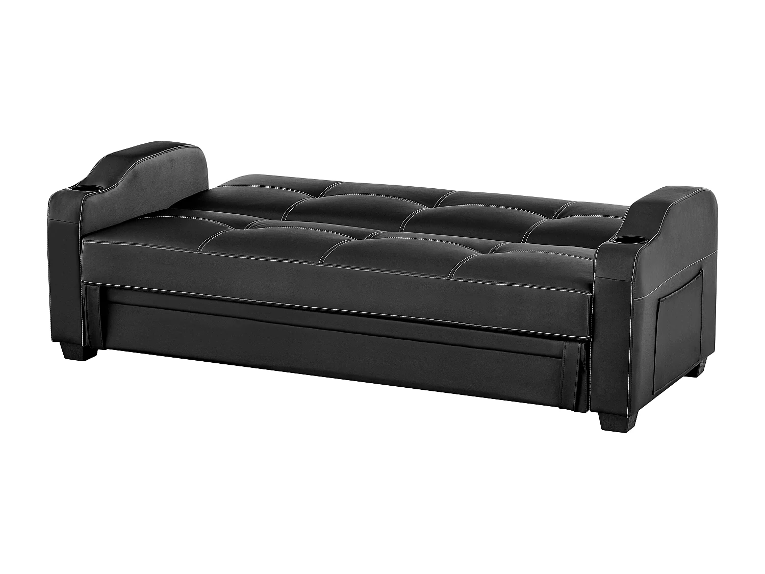 Sofá cama clic clac em pele sintética Preto - MIRELLA