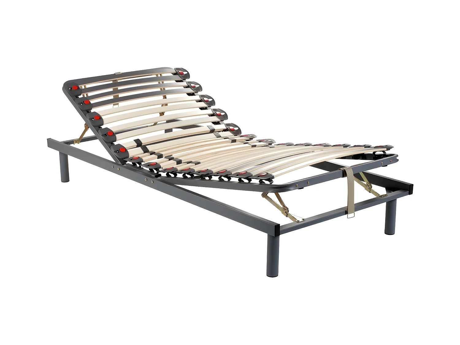 Handmatig verstelbare bedbodem op pinnen, 3 slaapvlakken, stevigheid instelbaar met schuifknoppen - 70x190 cm