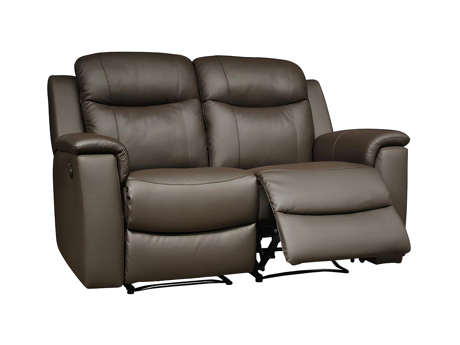 Sofá de 3+2 lugares relax com mesa de bar em pele Castanho - EVASION