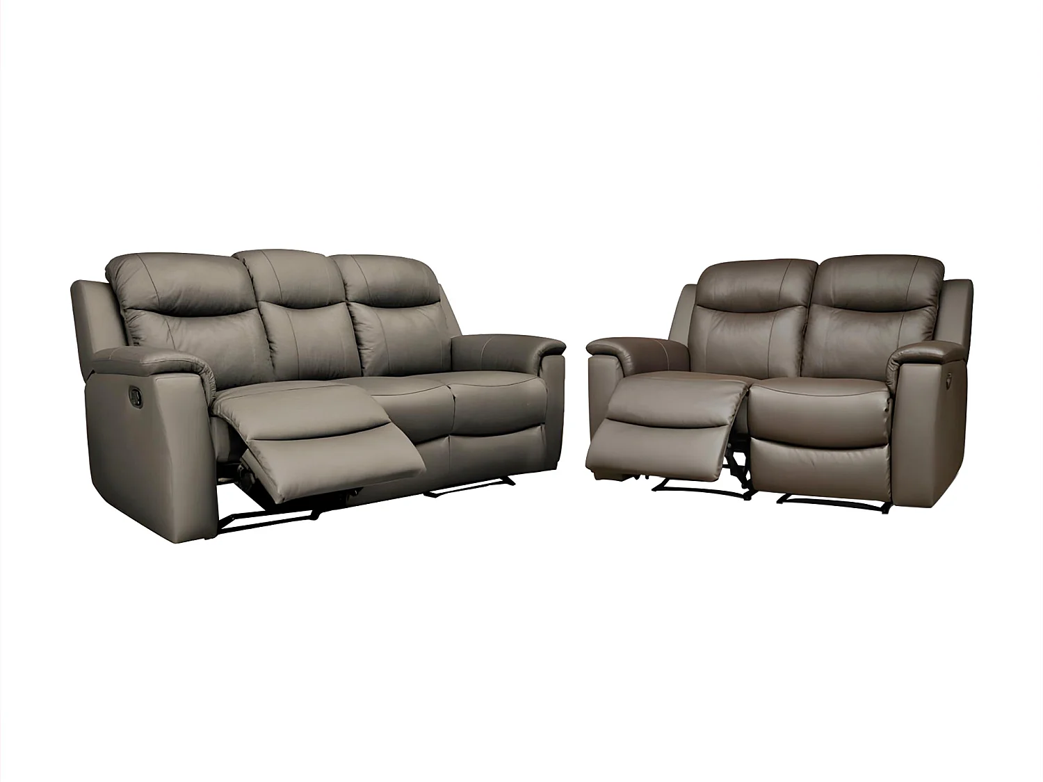 Sofá de 3+2 lugares relax com mesa de bar em pele Castanho - EVASION