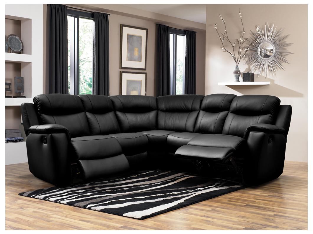 Leren relaxhoekbank EVASION - zwart