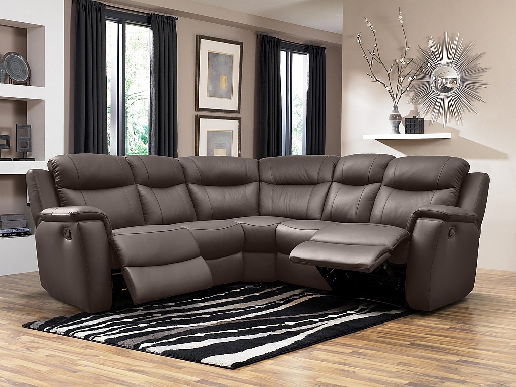 Vente-unique Relaxsofa Leder Ecksofa - Braun - Evasion