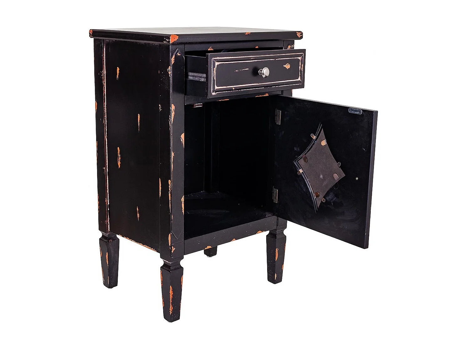 Comodino in legno nero 48x36x76