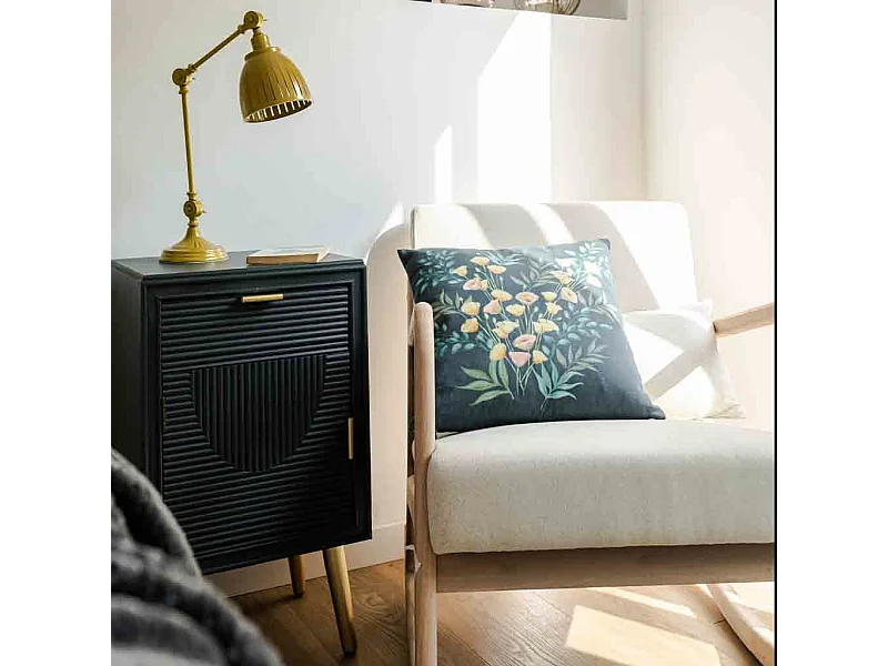 Nachttisch aus dunkelgrauem Holz, 39,5 x 36 x 70,5