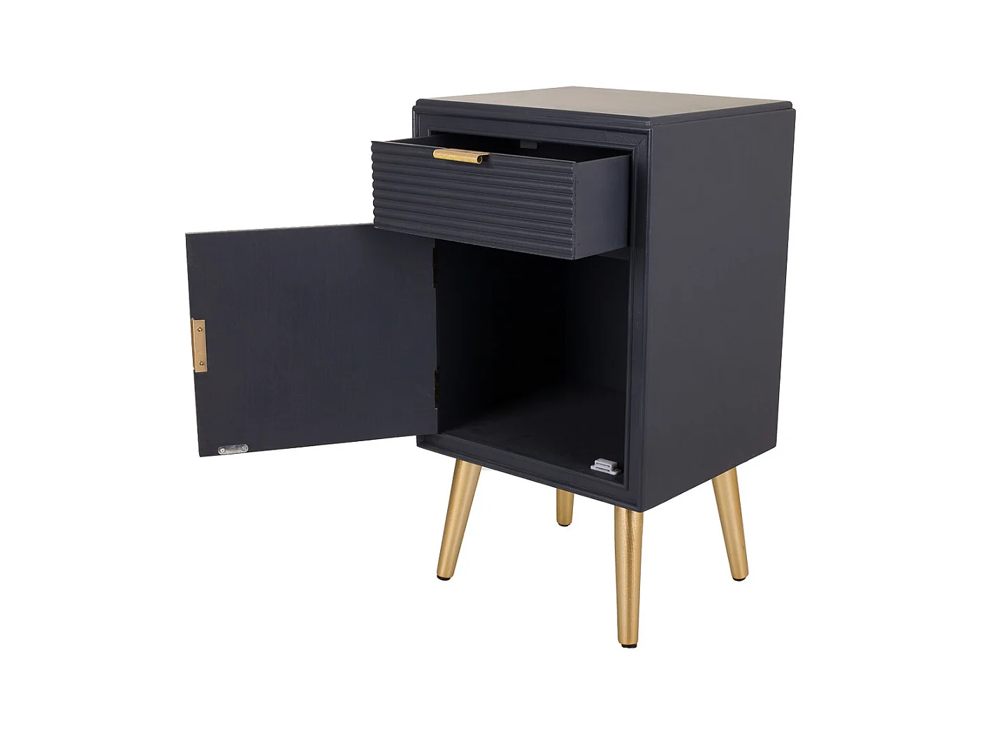 Comodino in legno grigio scuro 39,5x36x70,5