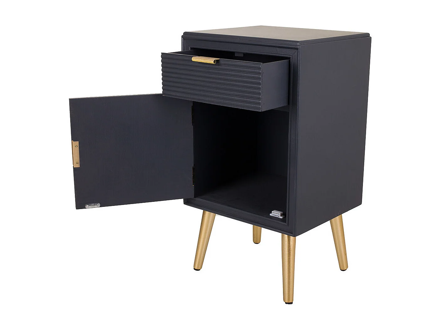 Comodino in legno grigio scuro 39,5x36x70,5