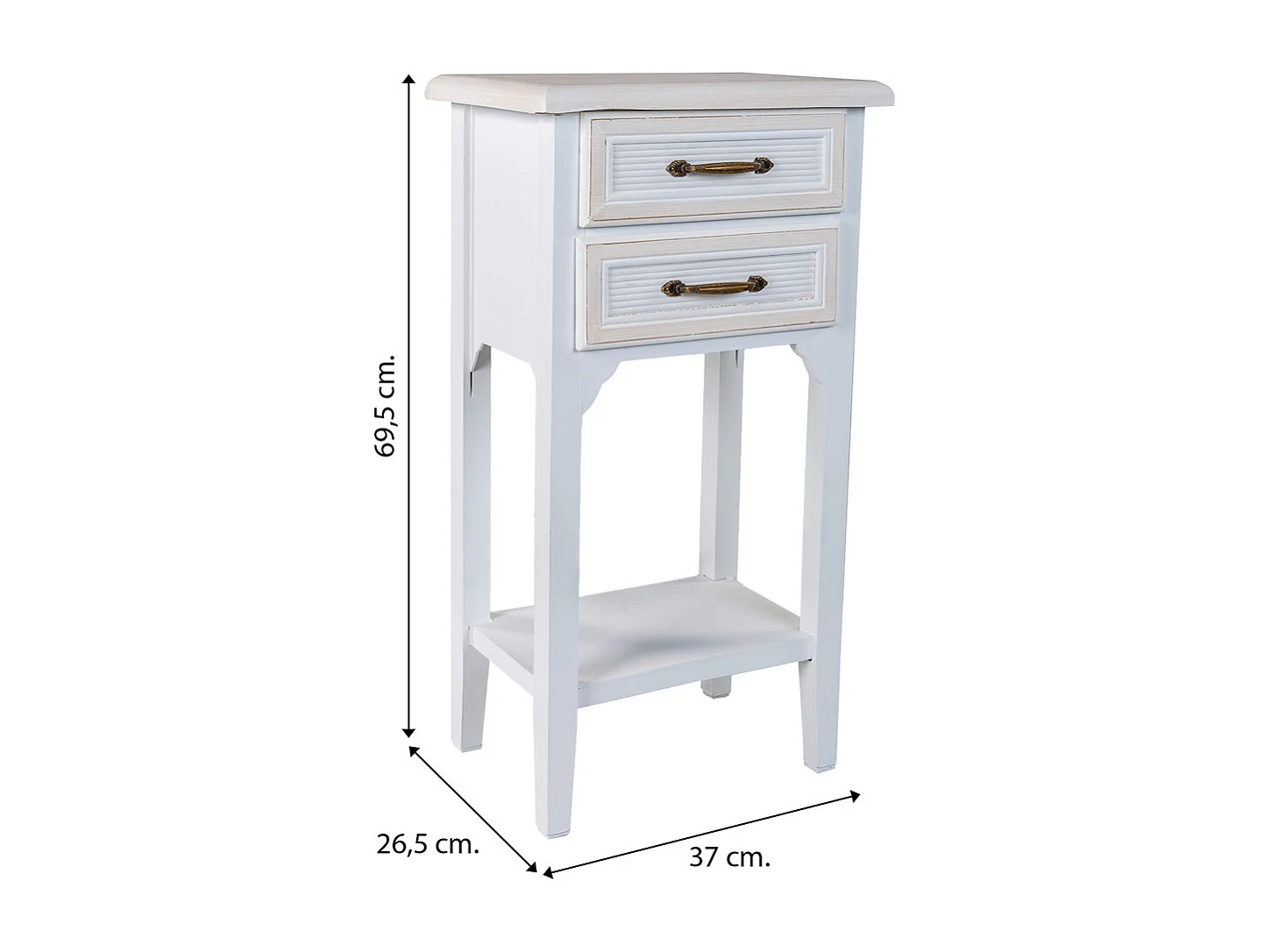 Mesita de madera blanca 37x26,5x69,5