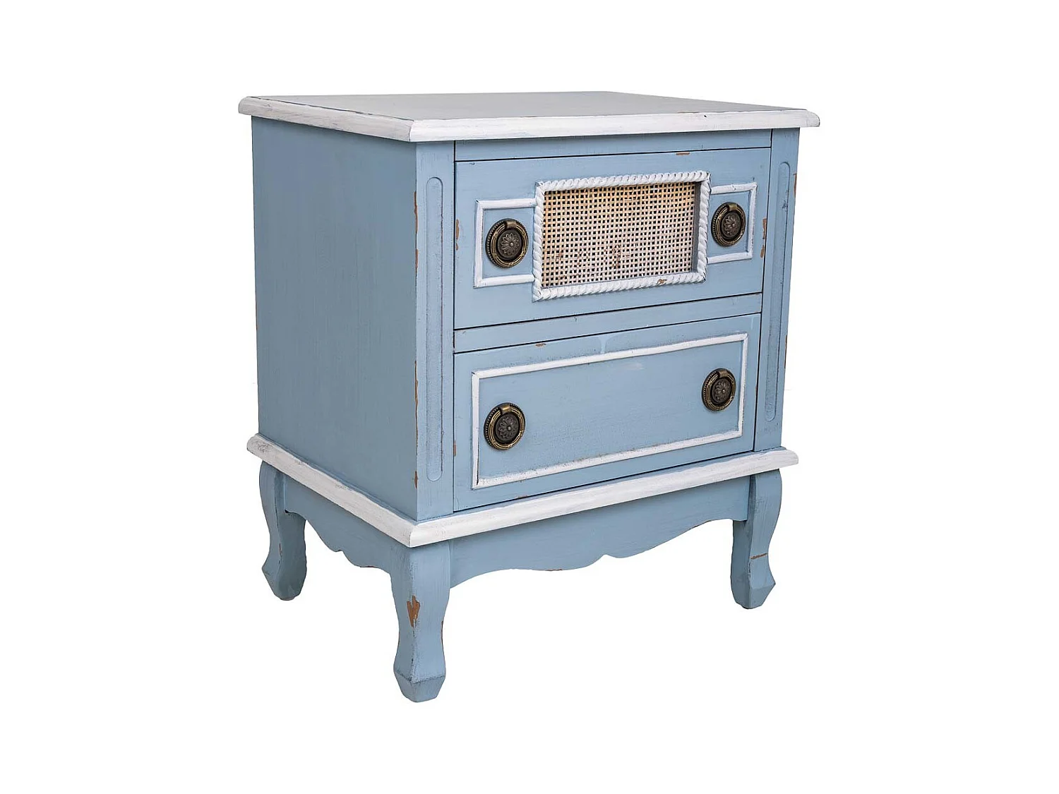 Blauer Nachttisch aus Holz 50x36x56,5