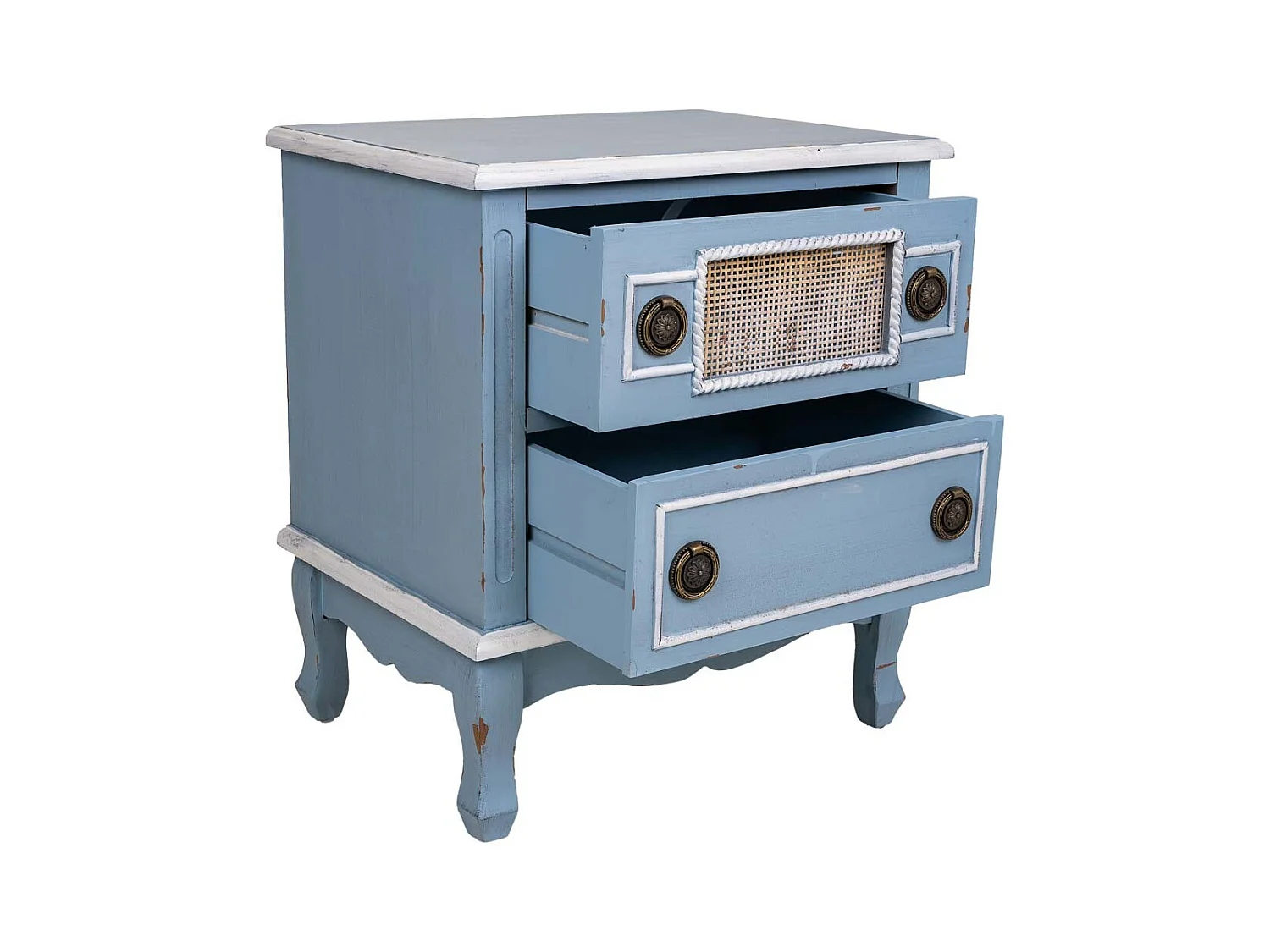 Blauer Nachttisch aus Holz 50x36x56,5