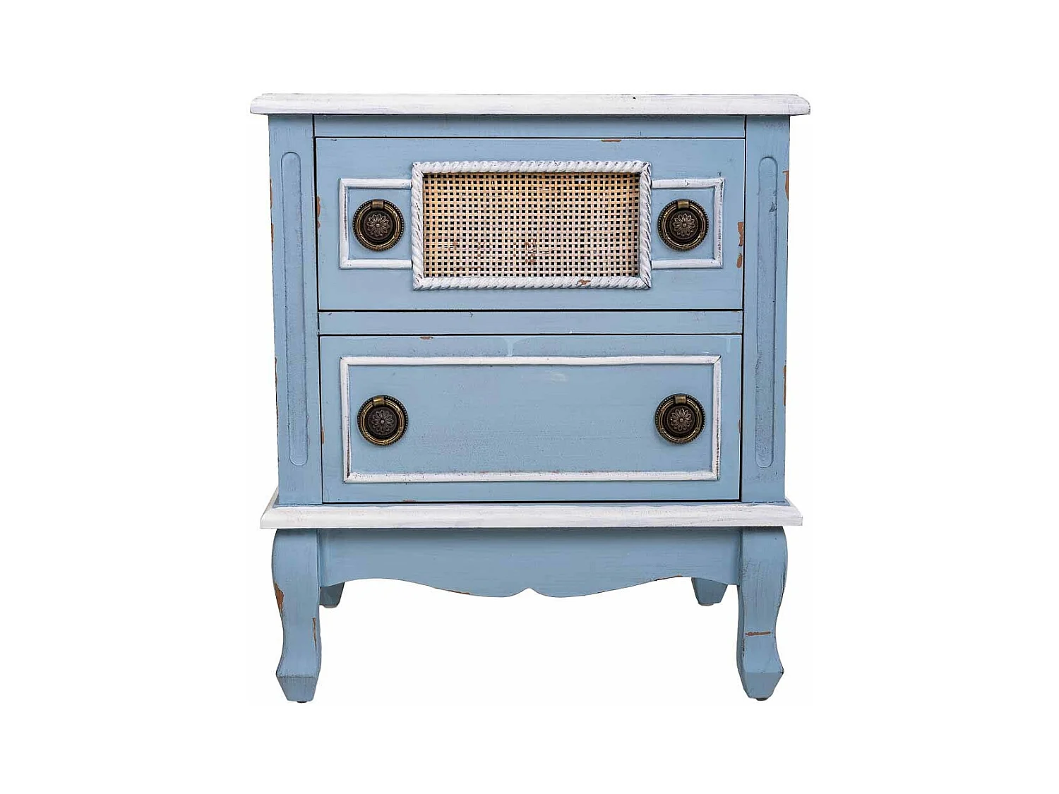 Blauer Nachttisch aus Holz 50x36x56,5