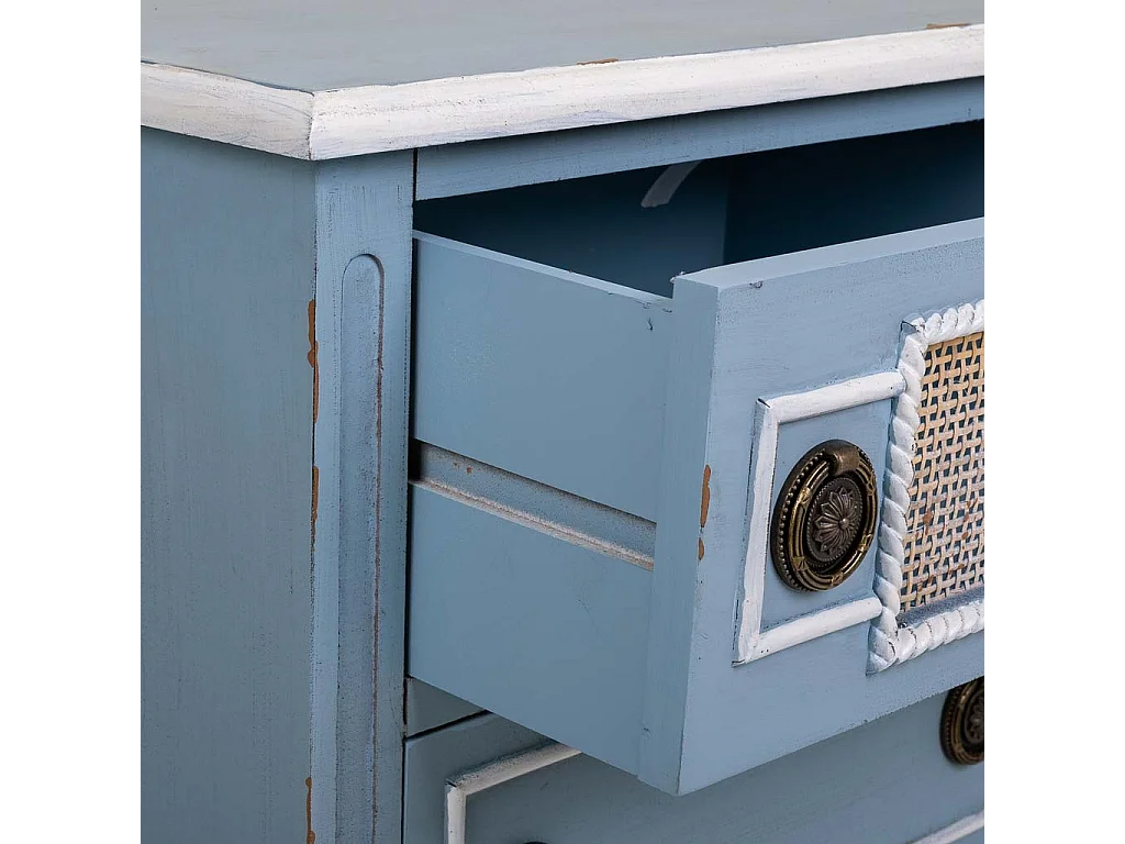 Mesa de cabeceira de madeira azul 50x36x56,5