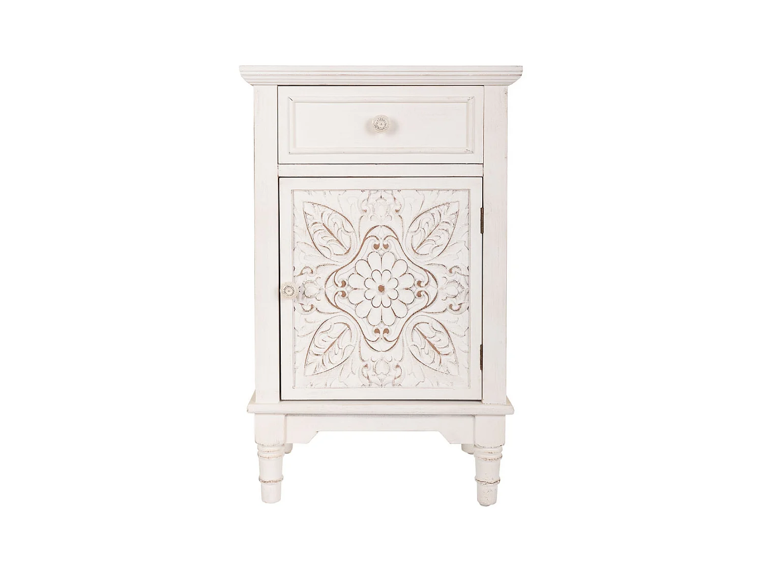 Mesa de cabeceira de madeira branca 46x32,5x74