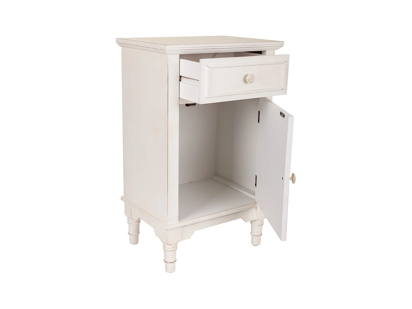 Mesa de cabeceira de madeira branca 46x32,5x74