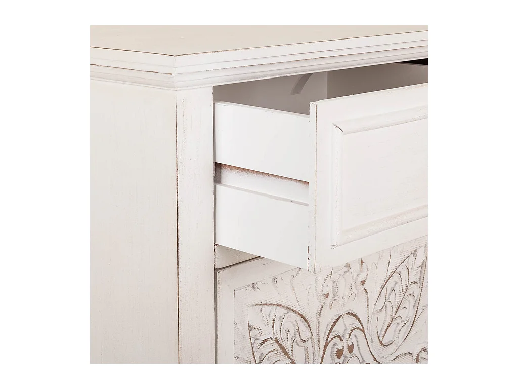 Mesa de cabeceira de madeira branca 46x32,5x74