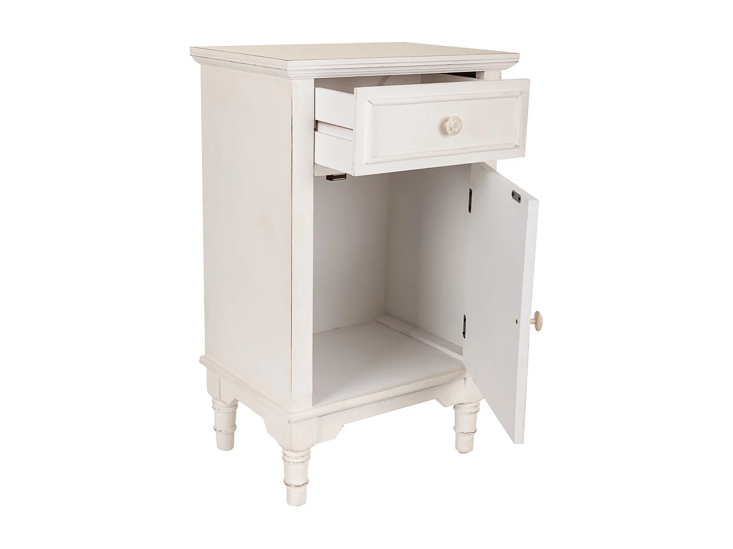 Mesa de cabeceira de madeira branca 46x32,5x74