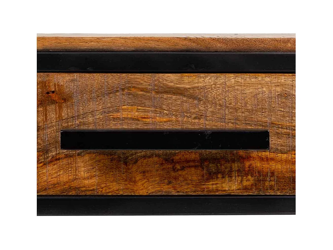 Brauner Nachttisch aus Holz und Metall, 61x61x57