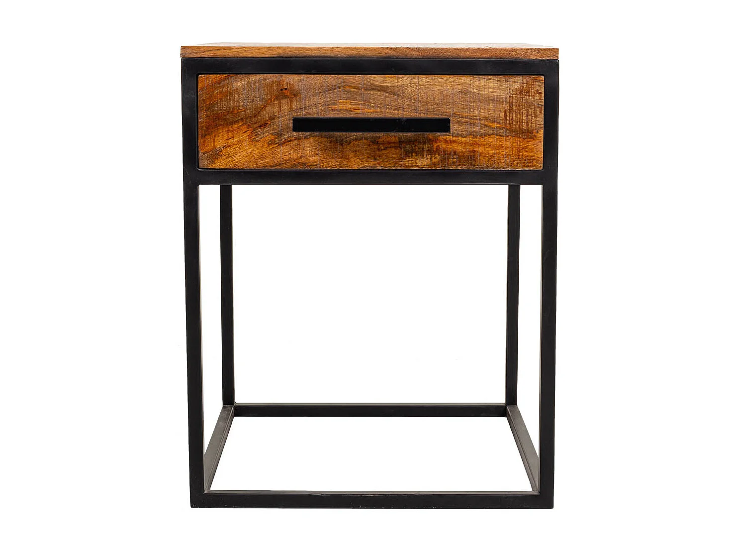 Mesa de cabeceira de madeira e metal marrom 61x61x57