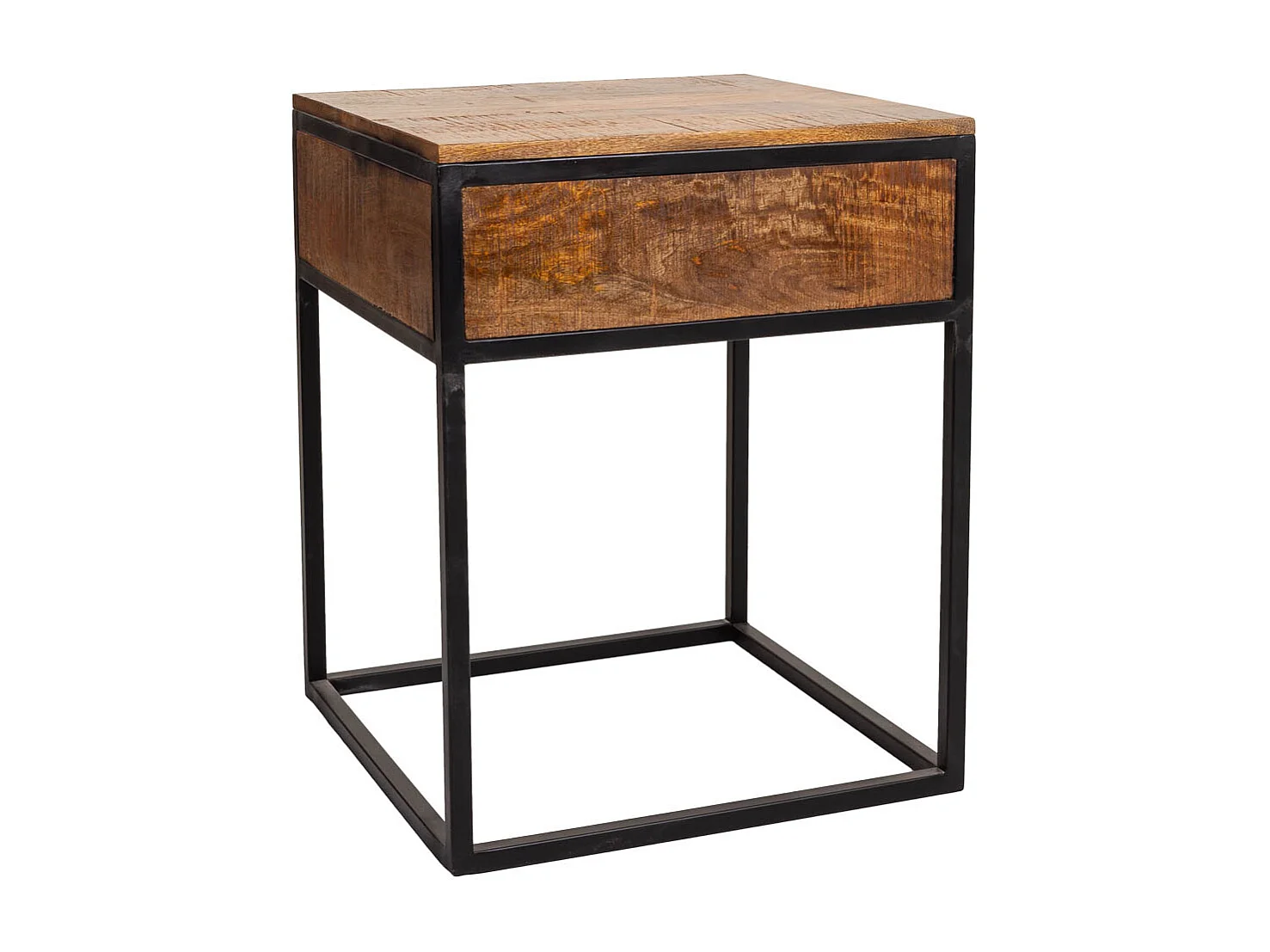 Mesa de cabeceira de madeira e metal marrom 61x61x57