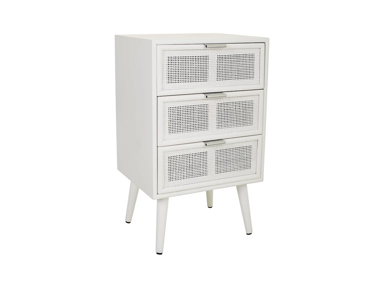 Mesita de madera y rejilla blanca 42x36.5x71